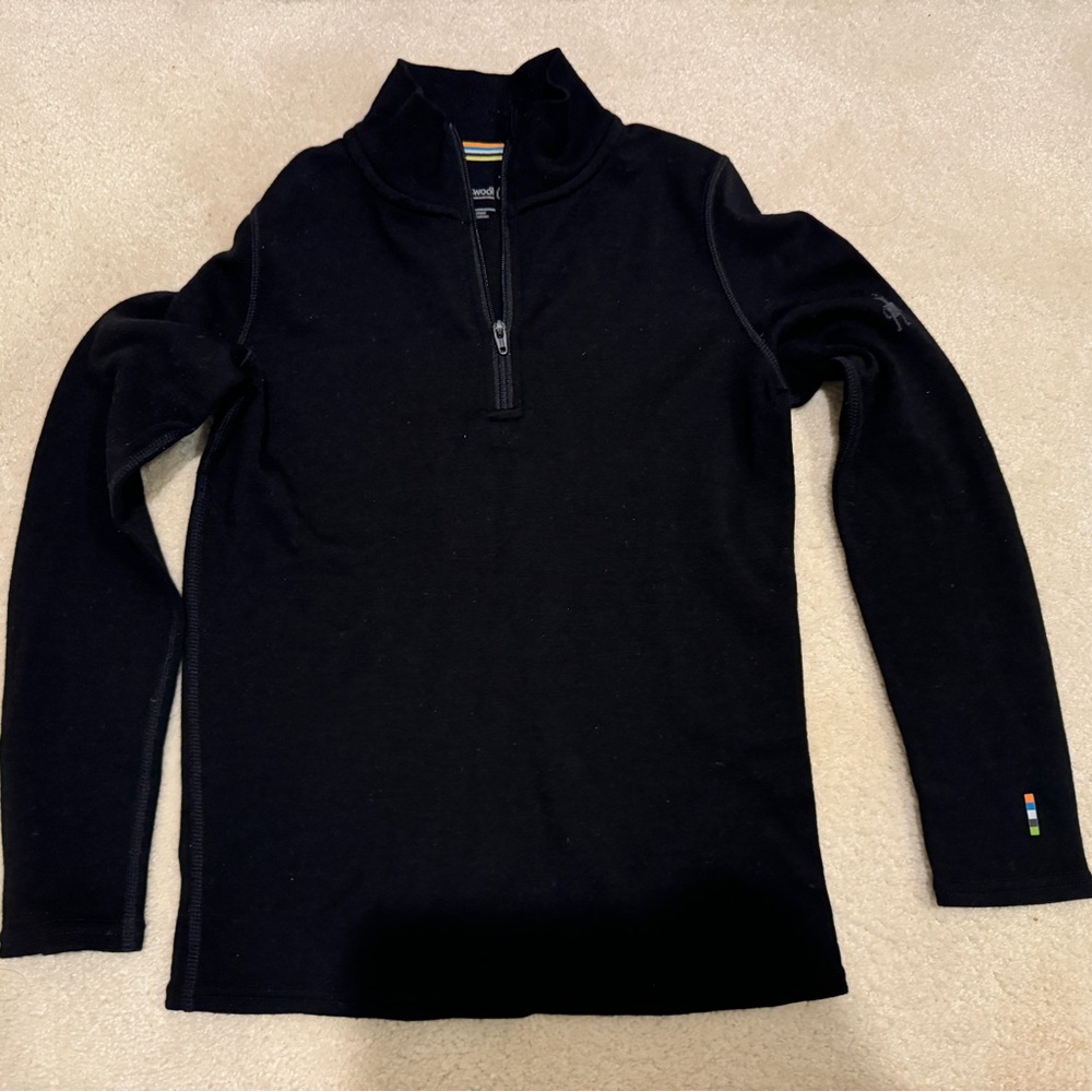 COPY - Smartwool 1/4 zipper top black kids M